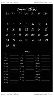 August 2026 Calendar Template 10 Dark Theme 65 Design Template