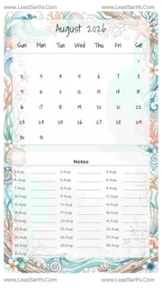 August 2026 Calendar Template 21 Ocean Theme 193 Design Template