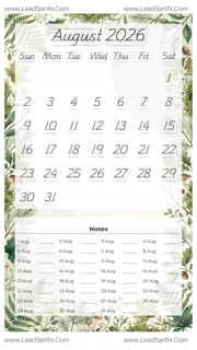 August 2026 Calendar Template 3 Forest Theme 29 Design Template