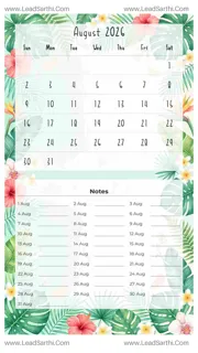 August 2026 Calendar Template 13 Summer Theme 205 Design Template