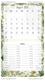 August 2026 Calendar Template 13 Forest Theme 2 Design Template