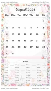 August 2026 Calendar Template 16 Butterfly Theme 48 Design Template