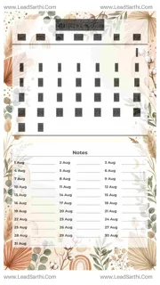 August 2026 Calendar Template 4 Botonical Theme 268 Design Template