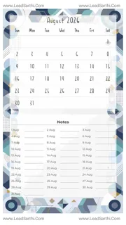 August 2026 Calendar Template 13 Geometric Theme 137 Design Template