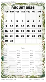 August 2026 Calendar Template 17 Forest Theme 7 Design Template