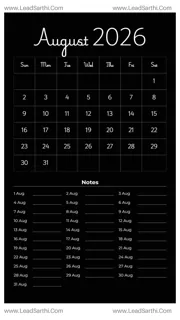 August 2026 Calendar Template 18 Dark Theme 5 Design Template