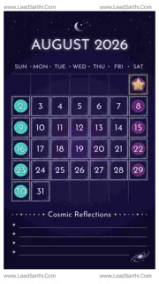 Midnight Galaxy August 2026 Calendar Printable | Celestial USA Vertical Planner Design Template
