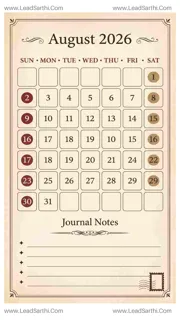 Vintage Journal August 2026 Calendar Printable | Retro-Style USA Vertical Planner Design Template