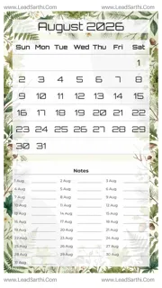 August 2026 Calendar Template 15 Forest Theme 241 Design Template