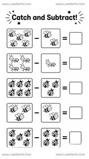Free Printable Bug Subtraction Worksheet for Kindergarten (Numbers 1-5!) Design Template