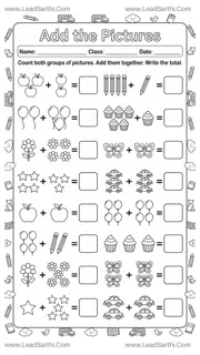 Printable Picture Addition Worksheet for Kindergarten | Add the Pictures Math Activity Design Template