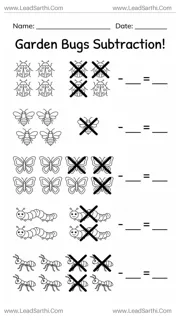 Free Kindergarten Subtraction Worksheet - Visual Bug Counting PDF Design Template