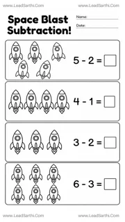 Galaxy Math: Outer Space Subtraction Page for Kindergarteners Design Template