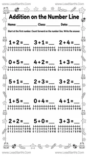 Printable Number Line Addition Worksheet for Kindergarten | Addition Within 10 Design Template