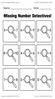 Free Missing Addend Kindergarten Worksheet - Math Detective PDF Design Template