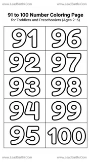 Numbers 91 to 100 Coloring Page Worksheet | Printable Kids Math PDF Design Template