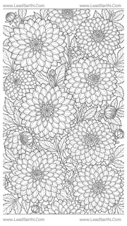 Geometric Dahlia Bloom Tapestry: High-Detail Full-Page Botanical Coloring Sheet Design Template