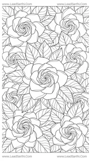 Swirling Gardenia Bloom Canopy: High-Detail Full-Page Botanical Coloring Sheet Design Template