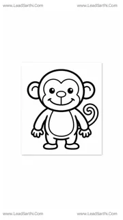 Playful Monkey Coloring Page PDF | Printable Toddler Worksheet Design Template