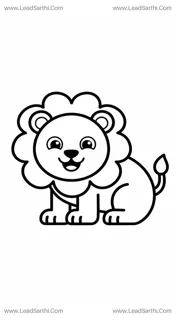King of the Jungle Lion Coloring Page | Printable PDF for Toddlers Design Template