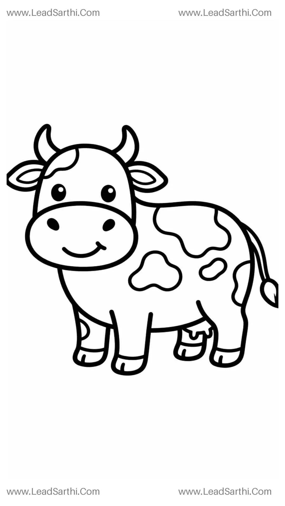 Farm Animal Cow Coloring Sheet for toddlers | Printable PDF for Early Learners Thumbnail