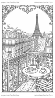 Parisian Apartment Balcony View Travel Coloring Page Design Template