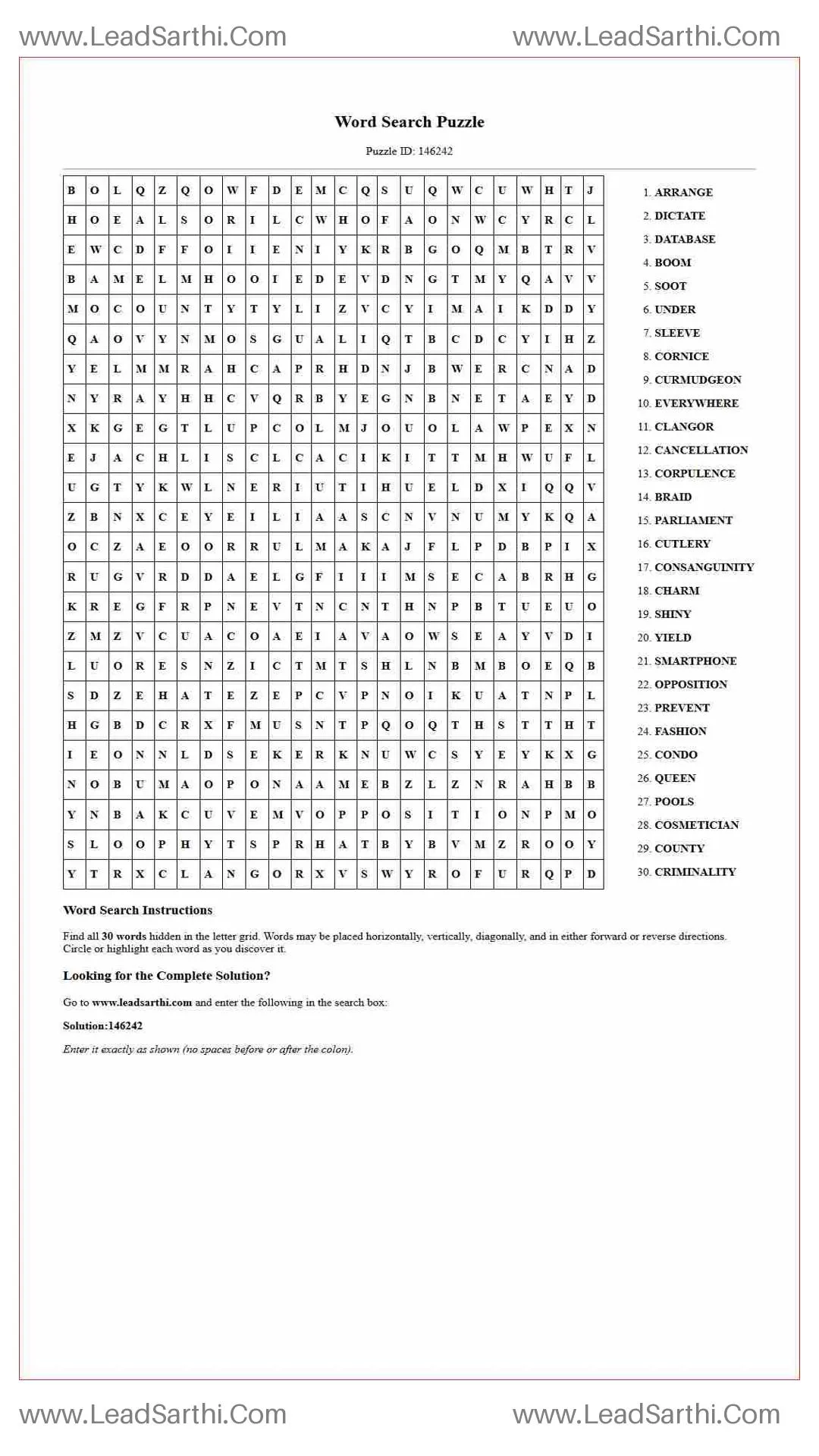 Printable word search puzzle for adults 231 (Puzzle id: 146242) Thumbnail