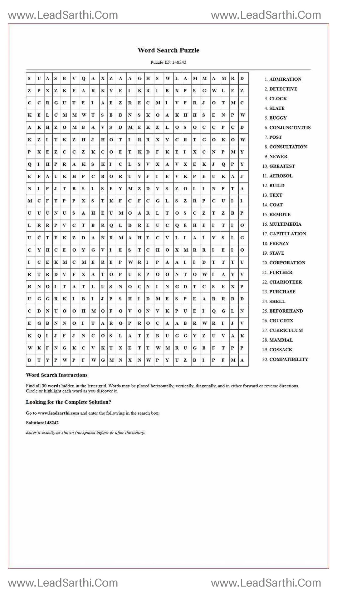 Printable word search puzzle for adults 93 (Puzzle id: 148242) Thumbnail