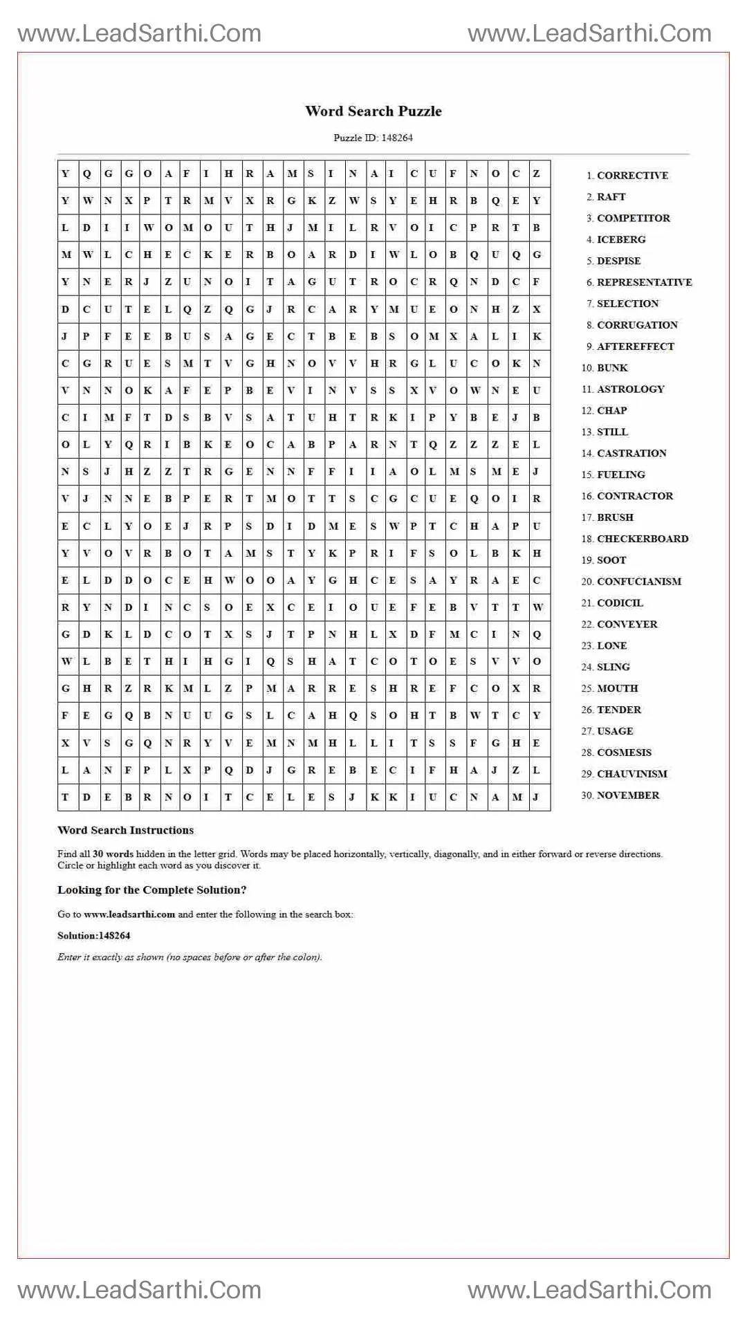 Printable word search puzzle for adults 434 (Puzzle id: 148264) Thumbnail