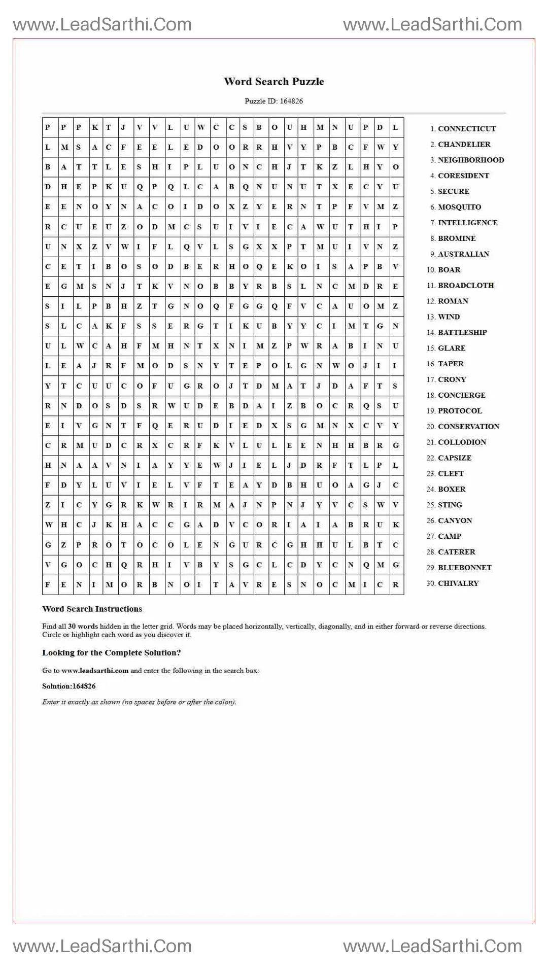 Printable word search puzzle for adults 163 (Puzzle id: 164826) Thumbnail