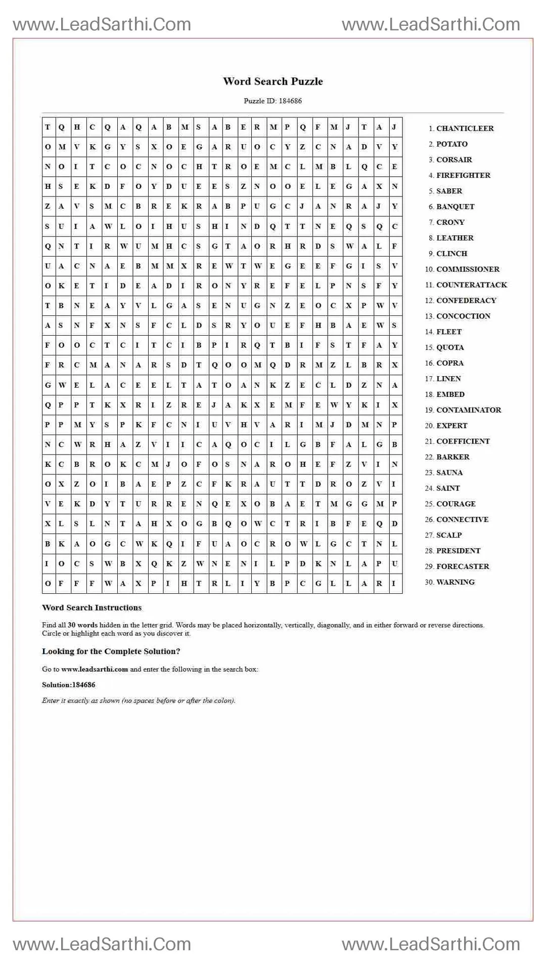 Printable word search puzzle for adults 430 (Puzzle id: 184686) Thumbnail