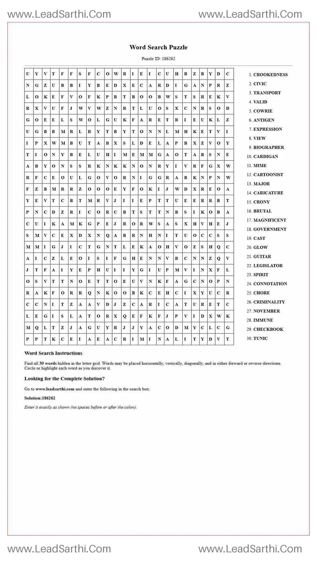 Printable word search puzzle for adults 300 (Puzzle id: 186262) Thumbnail