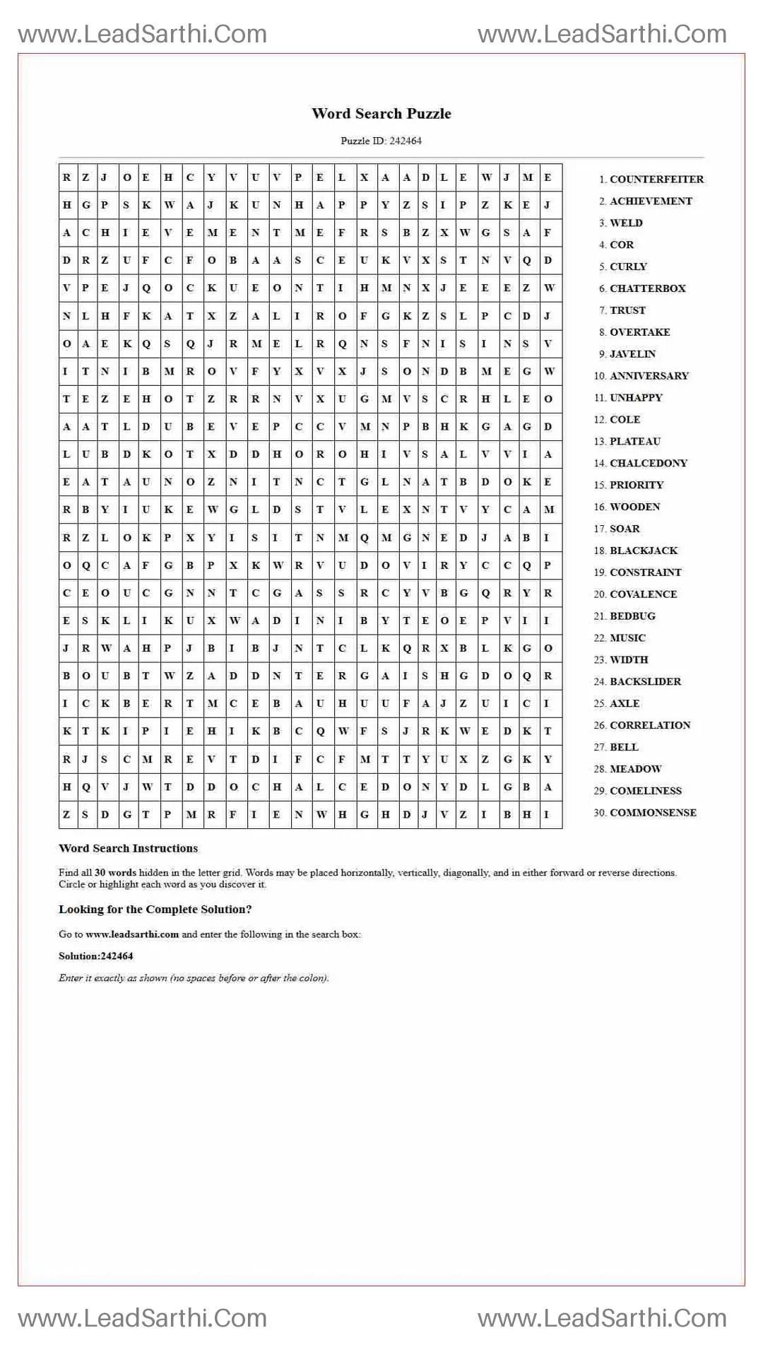 Printable word search puzzle for adults 395 (Puzzle id: 242464) Thumbnail