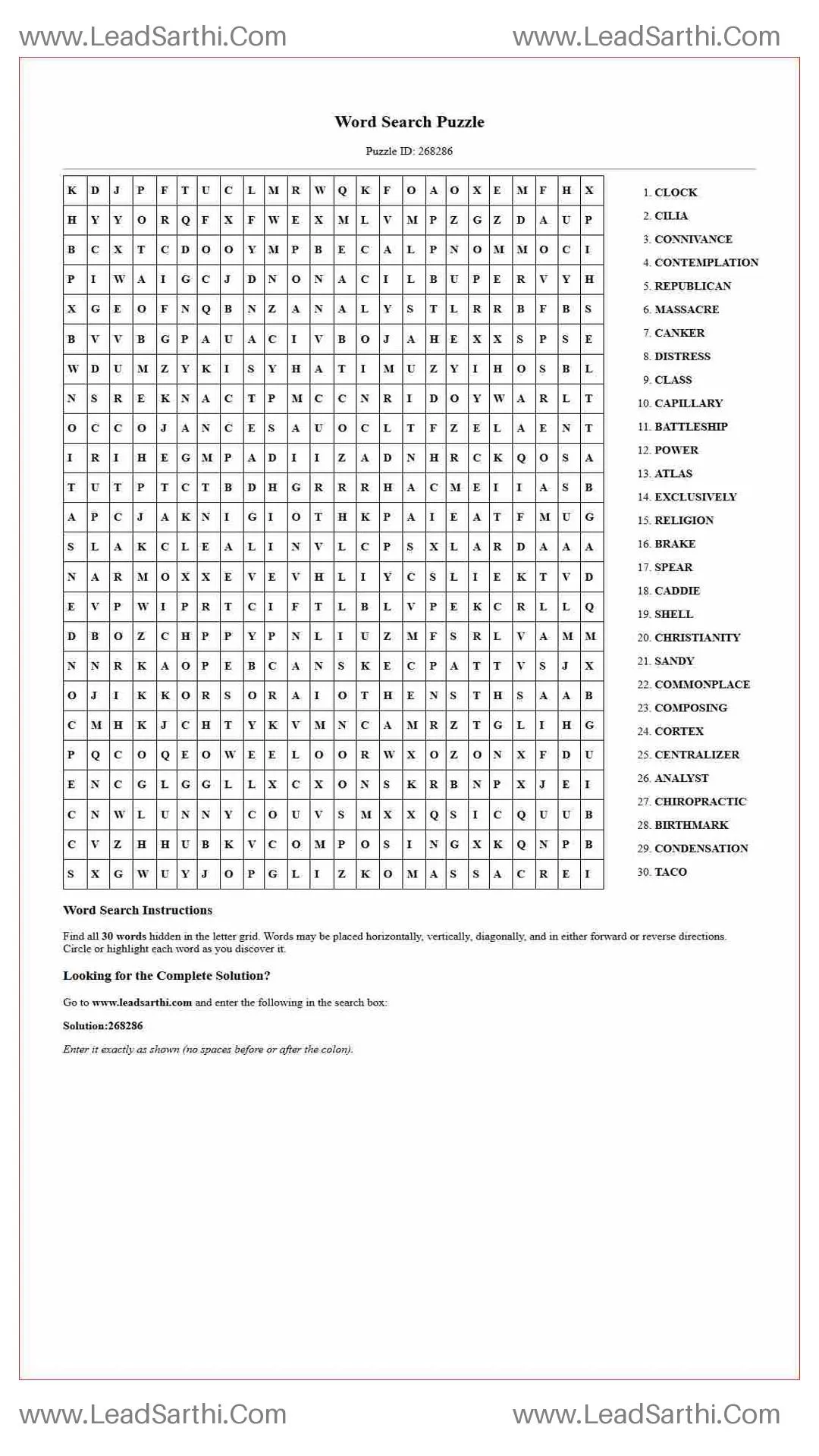 Printable word search puzzle for adults 469 (Puzzle id: 268286) Thumbnail