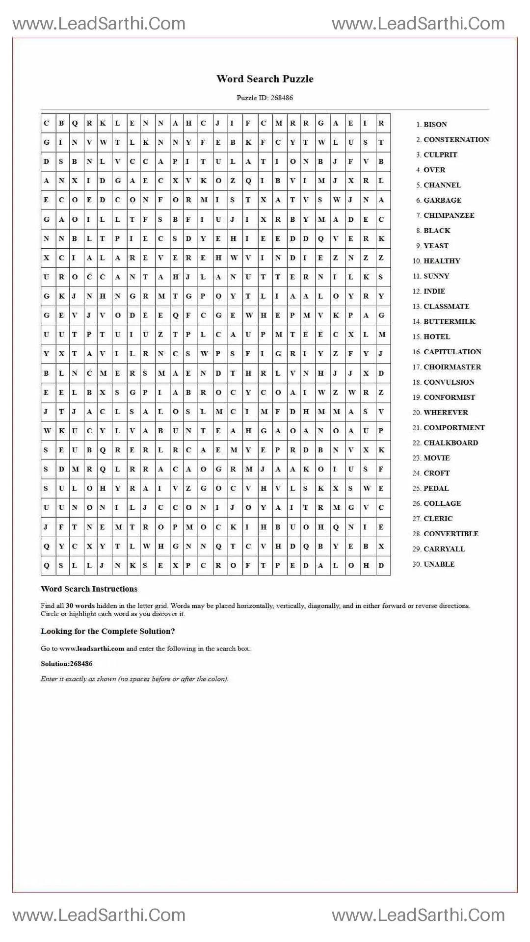 Printable word search puzzle for adults 285 (Puzzle id: 268486) Thumbnail