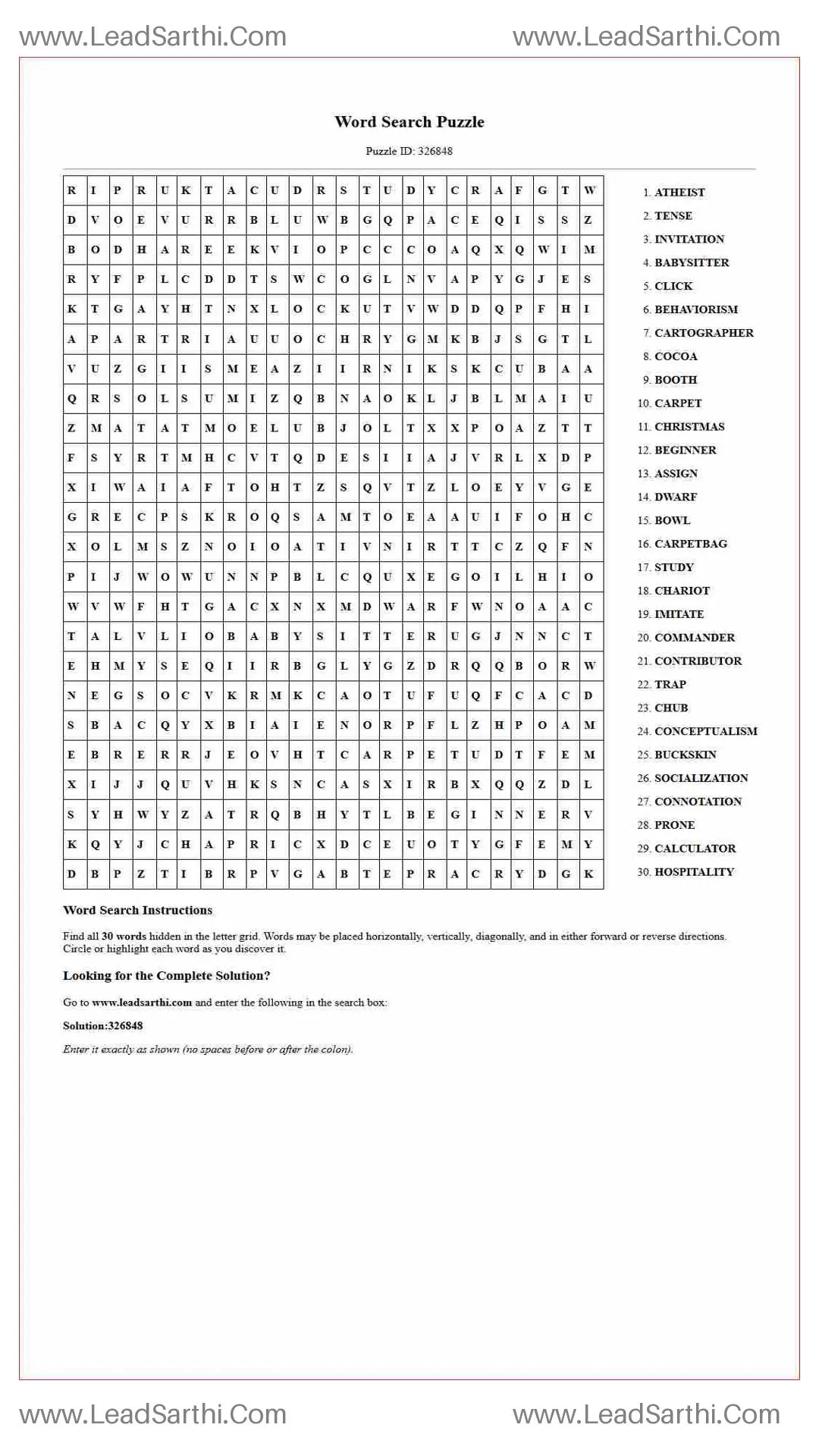 Printable word search puzzle for adults 28 (Puzzle id: 326848) Thumbnail