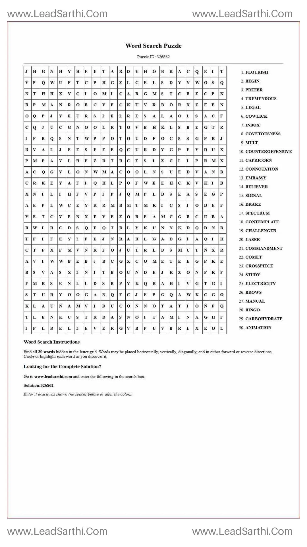 Printable word search puzzle for adults 207 (Puzzle id: 326862) Thumbnail