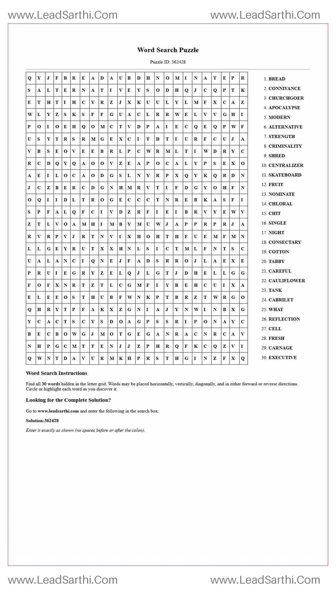 Printable word search puzzle for adults 485 (Puzzle id: 362428) Thumbnail
