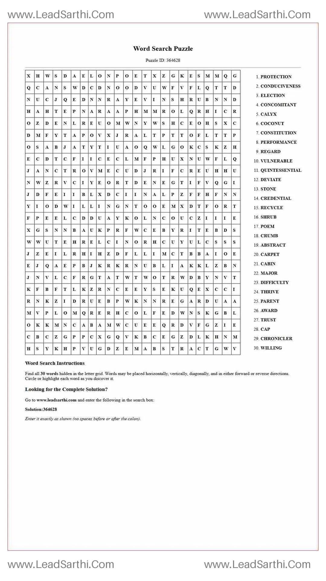 Printable word search puzzle for adults 511 (Puzzle id: 364628) Thumbnail