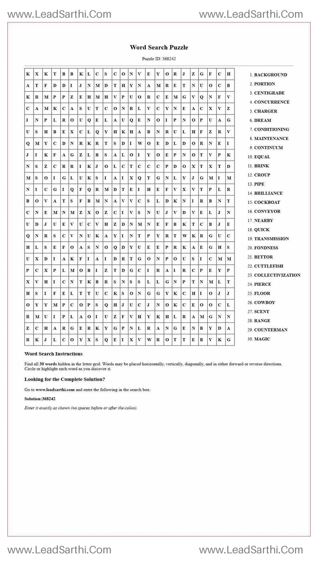 Printable word search puzzle for adults 291 (Puzzle id: 368242) Thumbnail
