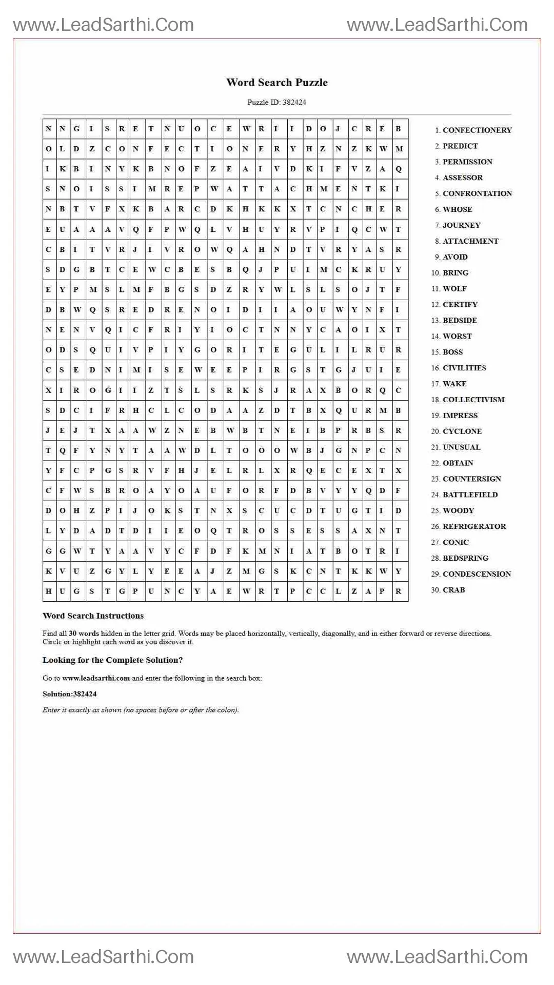 Printable word search puzzle for adults 150 (Puzzle id: 382424) Thumbnail