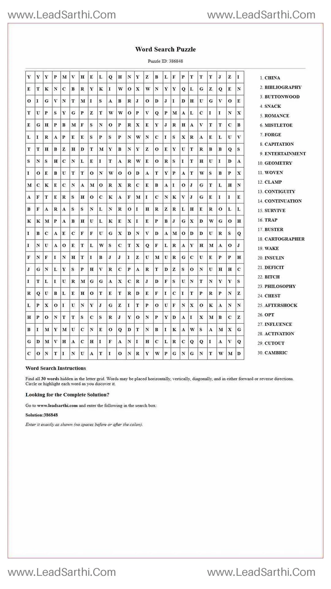 Printable word search puzzle for adults 437 (Puzzle id: 386848) Thumbnail