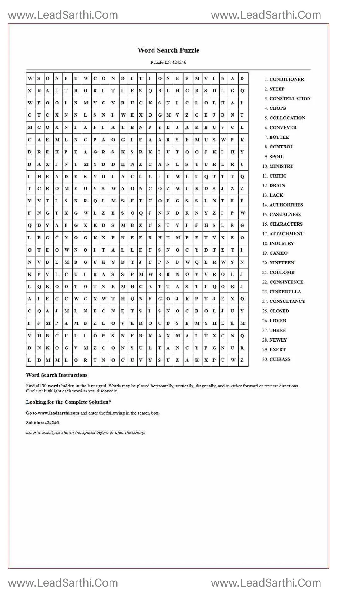 Printable word search puzzle for adults 478 (Puzzle id: 424246) Thumbnail