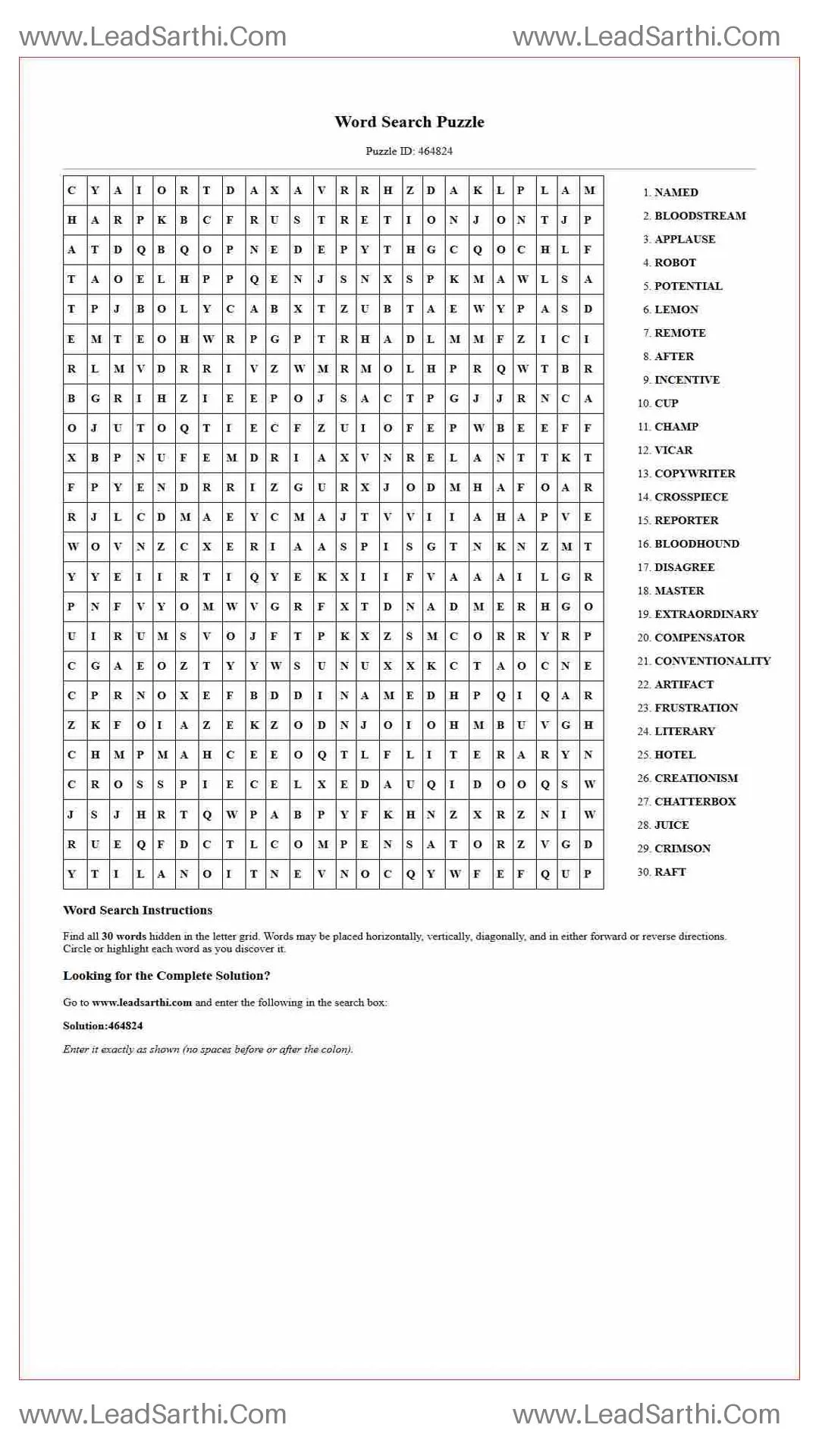 Printable word search puzzle for adults 228 (Puzzle id: 464824) Thumbnail