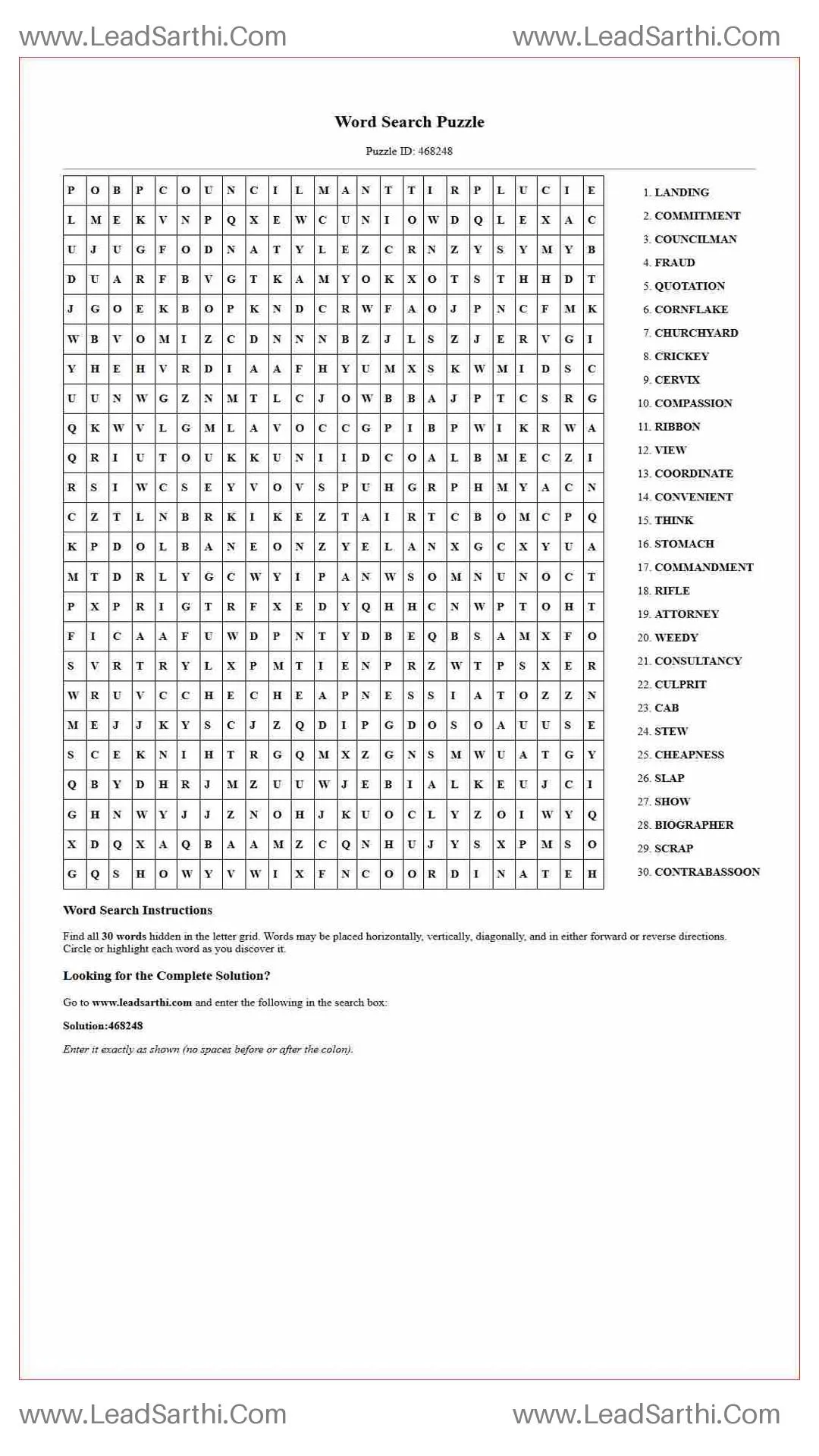 Printable word search puzzle for adults 324 (Puzzle id: 468248) Thumbnail
