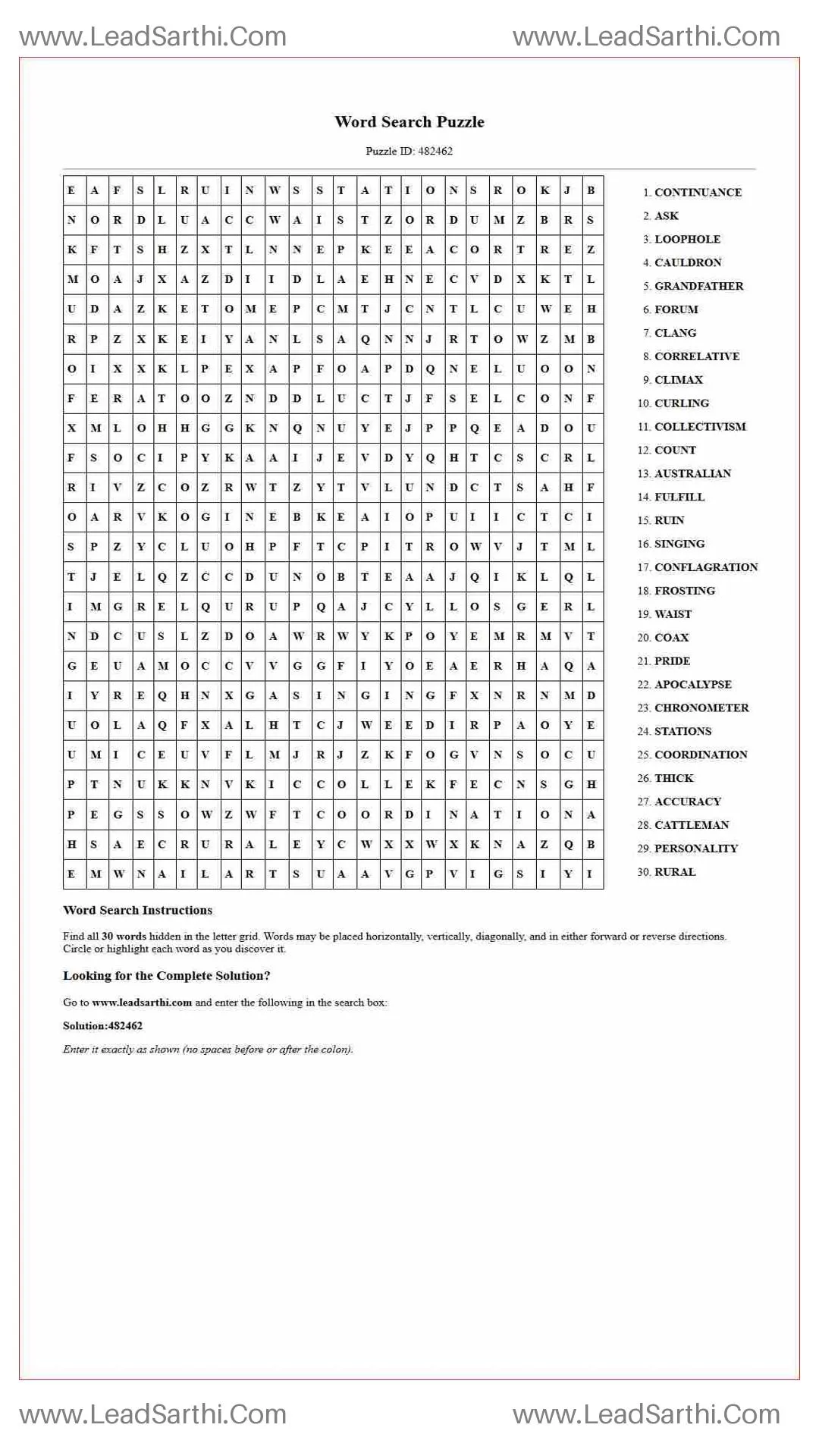 Printable word search puzzle for adults 97 (Puzzle id: 482462) Thumbnail