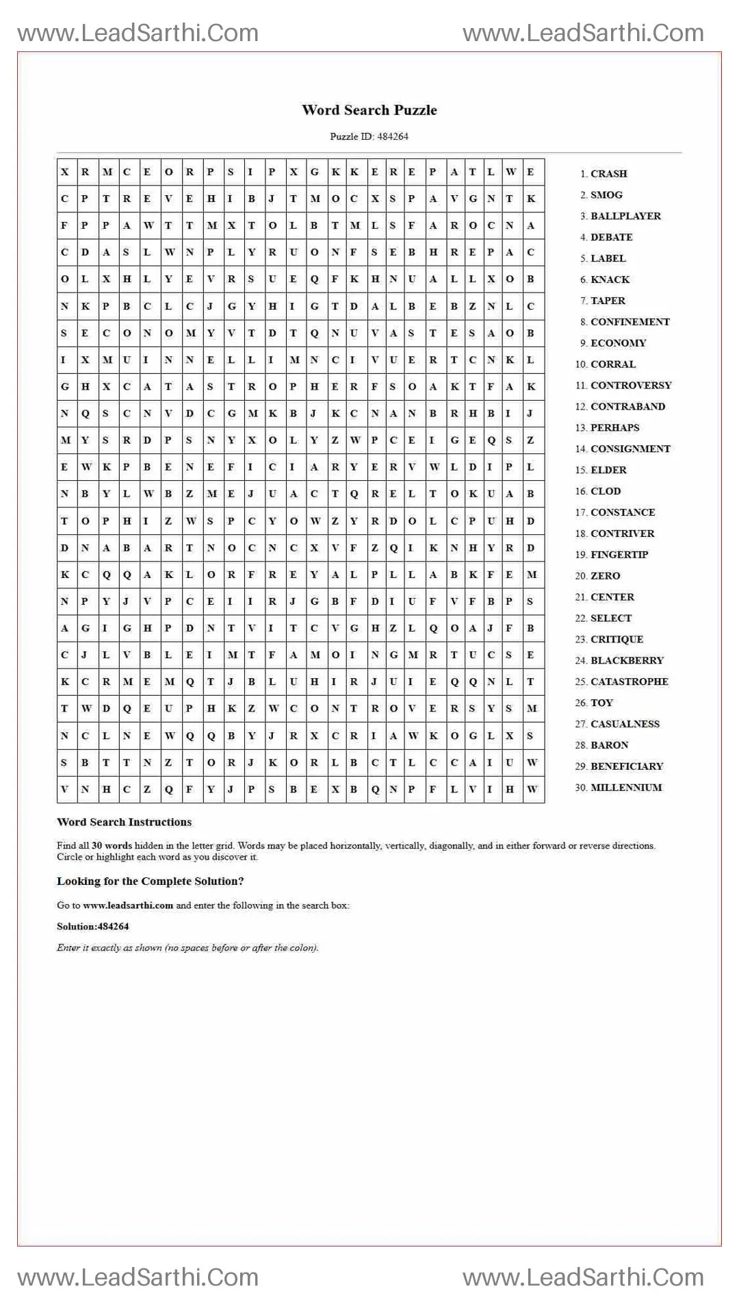 Printable word search puzzle for adults 96 (Puzzle id: 484264) Thumbnail