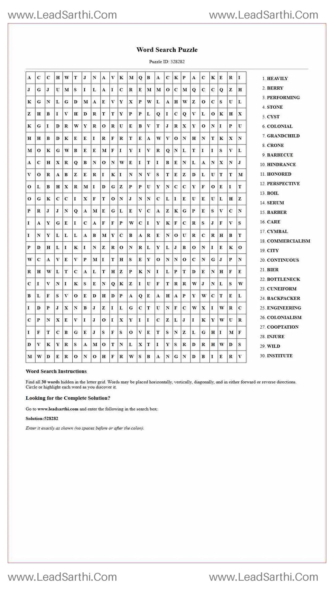 Printable word search puzzle for adults 212 (Puzzle id: 528282) Thumbnail