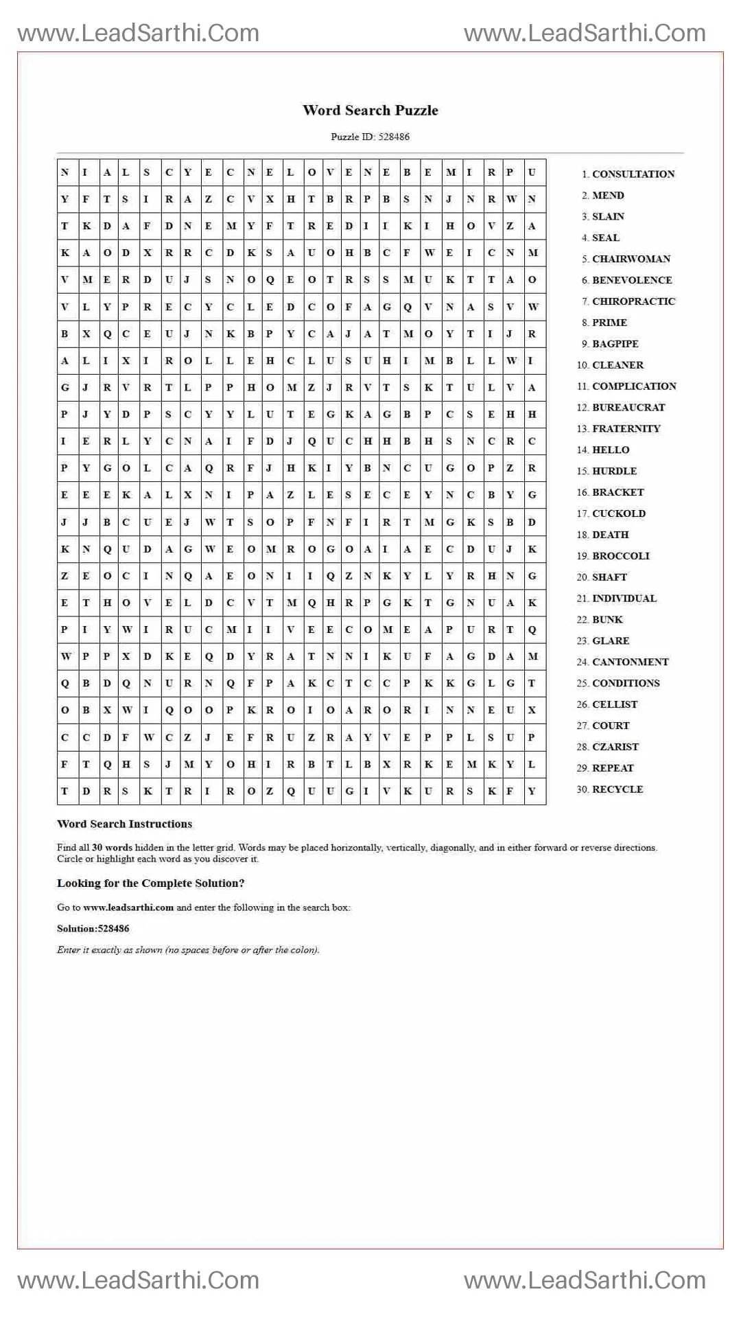 Printable word search puzzle for adults 199 (Puzzle id: 528486) Thumbnail