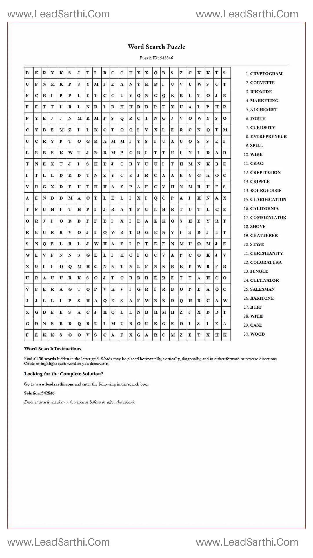 Printable word search puzzle for adults 379 (Puzzle id: 542846) Thumbnail
